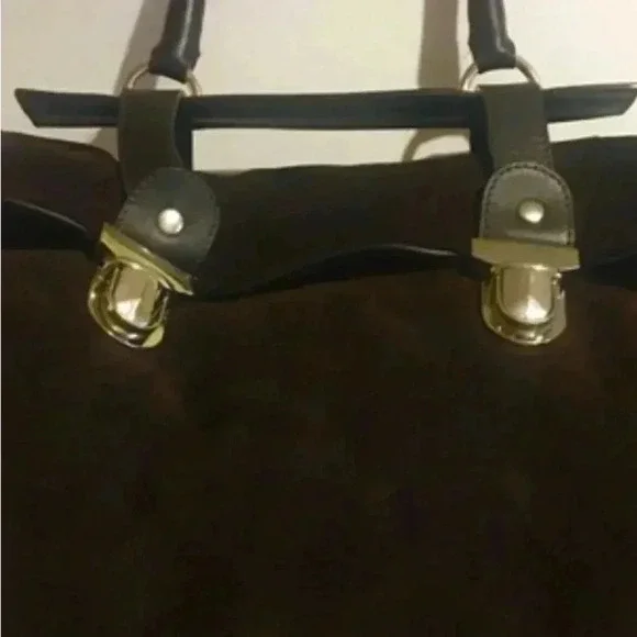 Jane August Unsex chocolate suede hobo shoulder handbag
